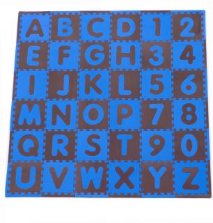 ABC Numbers Blue Brown Eva Foam Playmat Floor Mat Set Tadpoles New 