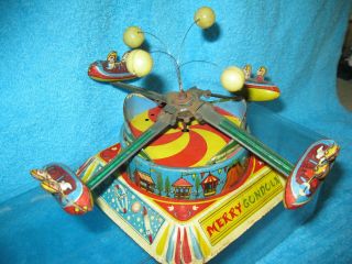 RARE Amusement Park Tin Windup Carnival Prewar Japan Litho Toy Merry 