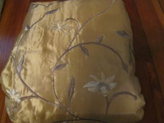 Allen Roth Jamestown GOLD Drape Curtain Taffeta Embroidered Pole Top 