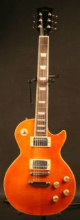   Guitar LP Style Flame Quilt Top Mahogany Amber Minor Blem