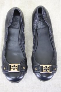 Tory Burch Ambrose Black Leather Ballet Flats Size 6 5 Belted Reva 