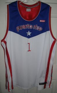 AND1 Puerto Rico basketball jersey 2X XXL white red & blue keyword HOT 