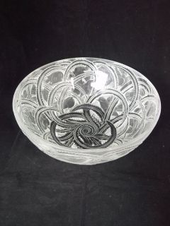   Pinsons Sparrows Frosted Clear Glass Bird and Fern Bowl