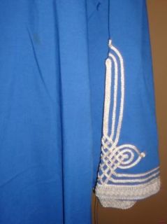 Blue White Ethnic Caftan Tunic Gown 100 Cotton Size Medium Morocco 