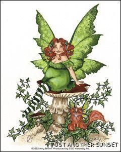 Amy Brown Sticker Decal Fairy Faery Ivy Green Vines Toadstool Mushroom 