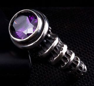 Oval Amethyst 925 Sterling Silver Mens Ring Sz 13 Gothic New Band 