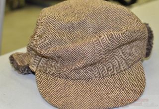 Amicale Brown Beige Stripe Hat w Faux Fur Sz s M