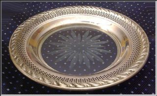 Vintage AMSTON Sterling Silver & Glass Wine Tray  Repousse 