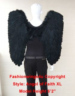 XL Black Feather Angel Wings Mens Gothic Demon Cosplay