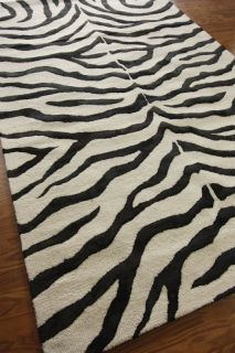 Animal Print Area Rugs 6 Round Zebra Silk Carpet Black