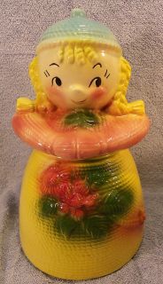 american bisque blond yarn doll cookie jar 1950 s time
