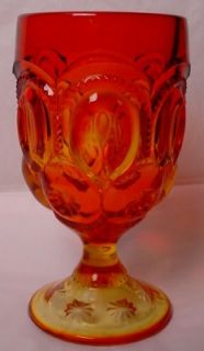 Smith Glass Moon Star Amberina Water Goblet