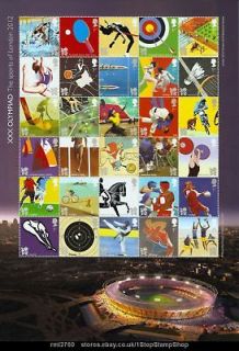 2011 OLYMPIC LONDON 2012 SPORTS COMBINATION SHEET of 30 MINT STAMPS 