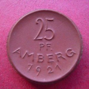 Amberg 25 Pfennig 1921 Meissen Porcelain M474.2/Sch99a (7620)