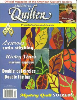 American Quilter Magazine September 2008 ~ Ricky Tims Machine Applique 
