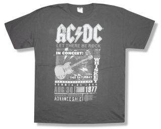 AC DC Tour 1977 Poster Metal Angus Grey T Shirt New Adult x Large XL 