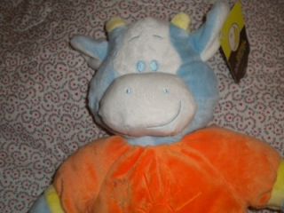 Animal Adventure Baby Blue and Orange Plush Cow Stuffed Animal Toy Boy 