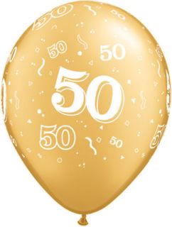 Pack 10 50th Wedding Anniversary Golden Party Balloons