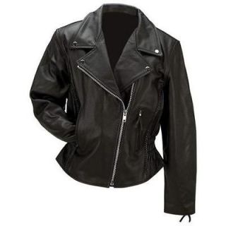 ladies genuine solid leather motorcycle jacket new