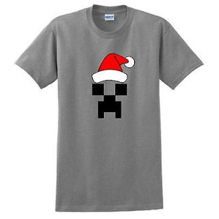   Creeper Santa T Shirt Minecraft Sword Steve Pickaxe Xbox 360 WXM 47