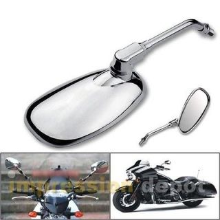 2x Universal Chrome Aluminum Side Oval Rearview Mirror For Cruiser 