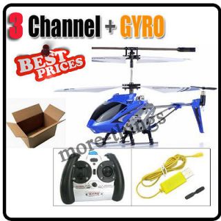 S107 3 Channel 3CH Remote Control RC GYRO Mini Metal Helicopter Blue 