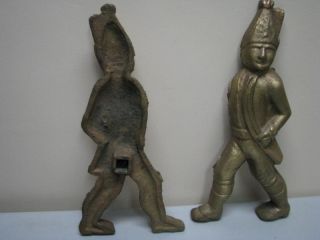 Antique Fireplace Andirons of Hessian Soldiers 46 Pounds of Brass or 