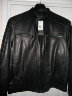 Andrew Marc Black Leather Jacket Size XL