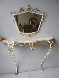 Nice Antique Iron Mirror and Console Table 01613