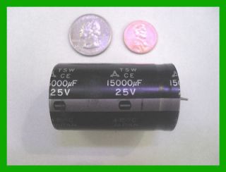 Capacitor, 15,000/15000 uf microfarad (.015 farad), 25 volt (Quantity 