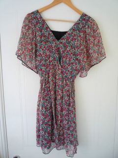 Anna Sui 100 silk chiffon floral print mini dress UK6 US2 perfect 