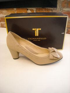 Cute Tignanello Taupe Leather Bow Billy Pumps 9 5 New