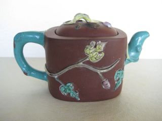 Antique 1920s Yixing Applied Enamel Decoration Teapot