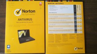 Norton AntiVirus 2013 Antispyware 1year1 user with media key new