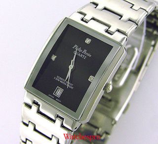 new philip persio mens square dress crystal watch date one