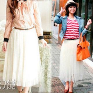 Trend Women Vintage See through Tulle Full length Long Solid Skirt 
