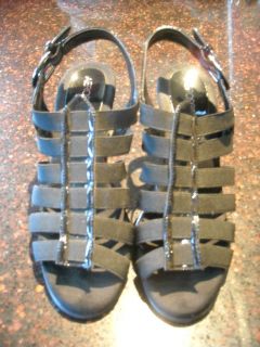 aerosoles stretch black gladiator heel pumps sz 6 nwob time