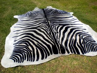 Zebra Print Printed Cowhide Skin Rug Cow Hide DC3695