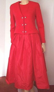 Vintage VICTOR COSTA Saks Fifth Ave Red Rhinestone Sweater Formal Gown 