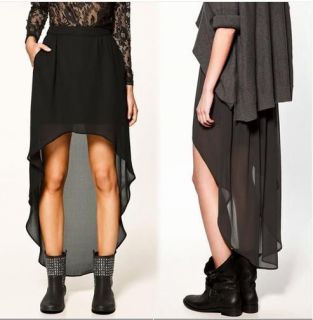 Europe New Fashion Asymmetrical Of Chiffon Skirt Dovetail Long Skirt O