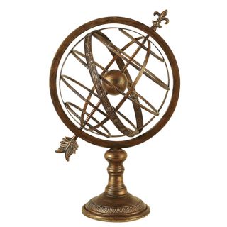 Engraved 27H Metal Armillary Nautical Celestial Sphere Globe