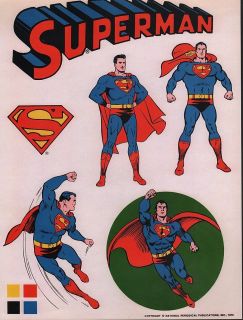 superman ad slick 1975 model sheet logos color guide time