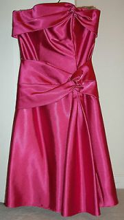 FIESTA Satin Cocktail Strapless Dress in Fuchsia Pink NEW w/o Tags 