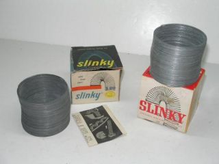 111slnk 2 vintage metal slinky toys in the original boxes 1 is model 