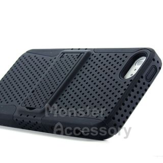 Black Kickstand Apex Hybrid Gel Hard Case Cover for Apple iPhone 5 5g 