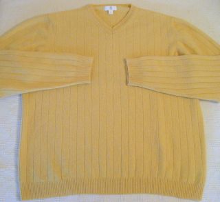 APT 9 CASHMERE pullover sweater wide flat ribbed lemon cream XXL