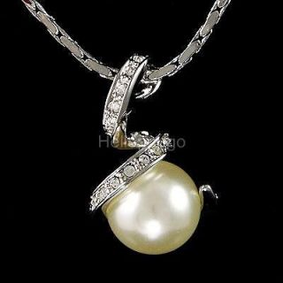 18K White Gold GP Swarovski Crystal With Pearl Fashion Necklace C28