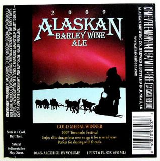 Alaskan Brewing Co 2009 ALASKAN BARLEY WINE ALE beer label AK 22oz