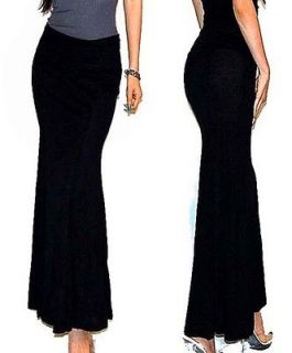 new black vintage foldover long casual maxi flare skirt m