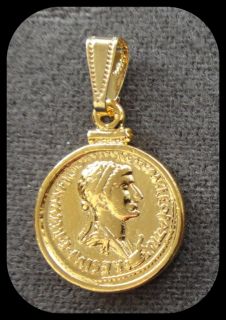 Marc Antony Cleopatra Cast Coin and Bezel 24K Gold Plated Pendant or 